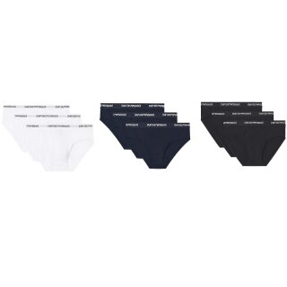 EMPORIO ARMANI Herren Slips Briefs 3er Pack Baumwolle Elasthan Weiß Dunkelblau Schwarz Größe S-XXL AF14131 EM000391