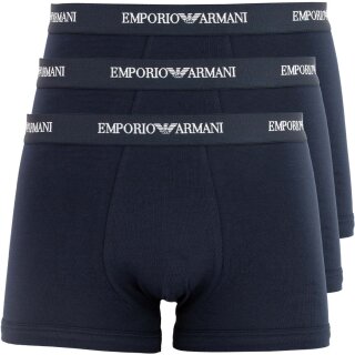 Emporio Armani Herren Boxershorts 3er Pack | Trunk Core Logoband Dunkelblau AF14132 EM000259 S 3Trunks/Marine/Navy
