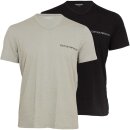 Emporio Armani Herren T-Shirt V-Ausschnitt 2er Pack | Baumwolle & Elasthan Regular Fit Farbe Weiß Dunkelblau Schwarz Grau Größe S-XL EM000392 AF20669