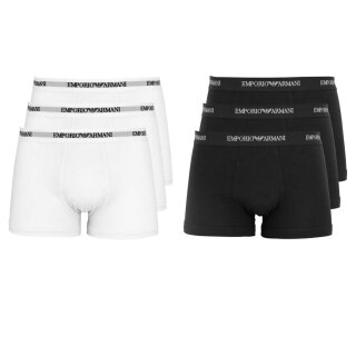 Emporio Armani Herren Boxershorts 3er Pack 100% Baumwolle mit Logoband drei Weiß oder drei Schwarz