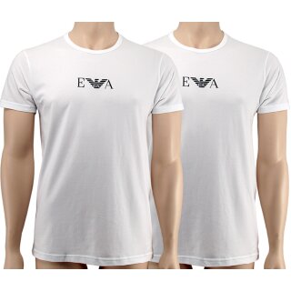 Emporio Armani Herren T-Shirts Kurzarm Crew-Neck Baumwolle Stretch 111267-CC715 2er Pack,S, 04710 Weiß