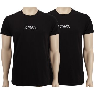 Emporio Armani Herren T-Shirts Kurzarm Crew-Neck Baumwolle Stretch 111267-CC715 2er Pack,L, 07320 Schwarz
