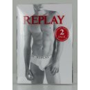 Replay 2 Pack Herren Slips Mini Sportslips           2 x WEISS PO1            M