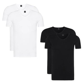 BOSS 2P Slim Fit stretch Herren V-Neck T-Shirts S bis XXL schwarz oder weiss
