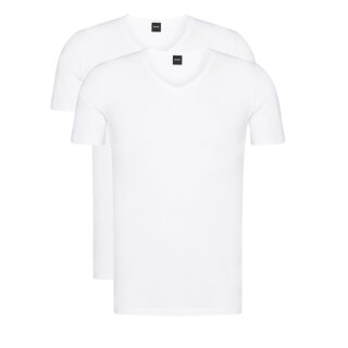 HUGO BOSS 2Pack Slim Fit stretch Herren V-Neck T-Shirts 2 weiß  L