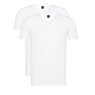 BOSS 2er Pack Herren V-Neck T-Shirts Baumwolle Stretch 2 x Weiß Gr.XXL