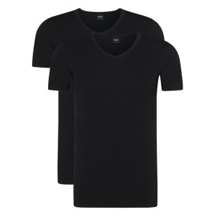 HUGO BOSS 2Pack Slim Fit stretch Herren V-Neck T-Shirts 2 schwarz XL