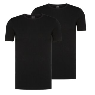2er Pack BOSS Rundhals O-Neck T-Shirts Baumwolle Stretch 2 Schwarz L