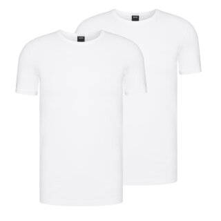 HUGO BOSS 2er Pack Slim Fit stretch Rundhals T-Shirts  Farbe 100  Weiß   Größe  M