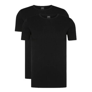 HUGO BOSS 2er Pack Slim Fit stretch Rundhals T-Shirts  Farbe 001  Schwarz  Größe M