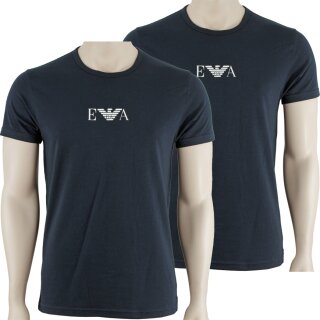 Emporio Armani Herren T-Shirts Kurzarm Crew-Neck Baumwolle Stretch 111267-CC715 2er Pack,L, 27435 Blau