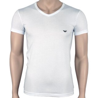 EMPORIO ARMANI 2P Herren slim fit stretch V-Neck T-Shirts    Weiß  Dunkelblau   S  2er Pack