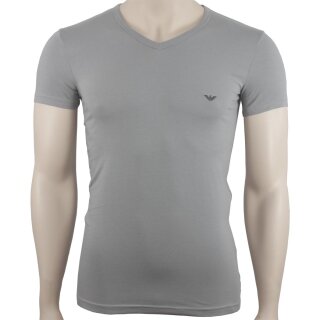 EMPORIO ARMANI 2P Herren slim fit stretch V-Neck T-Shirts    Grau Dunkelblau    M  2er Pack
