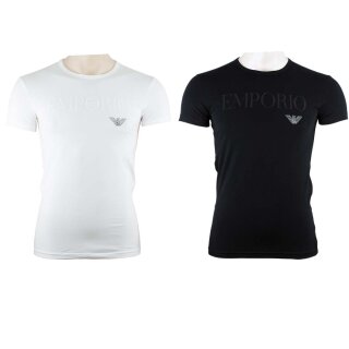 Emporio Armani 1er Pack Herren Stretch Cotton Rundhals T-Shirts Weiß & Schwarz
