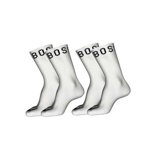 HUGO BOSS Socken mittelhoch sportiv Baumwoll-Mix Logo Zweier-Pack Weiß 39-42