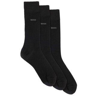 BOSS 3P Socken mittelhoch Baumwoll-Mix Logo Dreier-Pack Schwarz 47-50