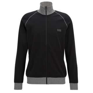 BOSS Herren Regular-Fit Loungewear-Jacke mit Zip aus elastischer Baumwolle Schwarz S