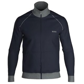 BOSS Loungewear-Jacke mit Zip Regular-Fit elastische Baumwolle Blau L