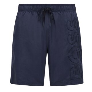 HUGO BOSS Schwimmshort Badeshort Taschen Gesäßtasche Innenslip Kordelzug Logostickerei Dunkelblau/Navy XXL