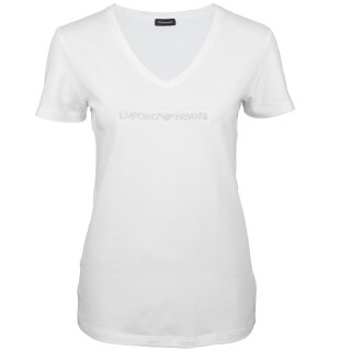 EMPORIO ARMANI Damen Shirt V-Ausschnitt (1er Pack) Weiß/White Logoschriftzug L