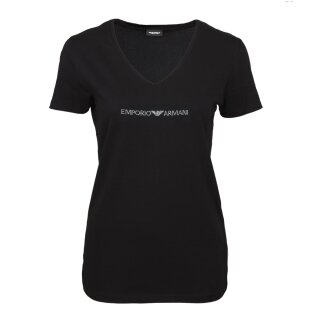 EMPORIO ARMANI Damen Shirt V-Ausschnitt (1er Pack) Schwarz/Black Logoschriftzug XS