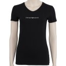 EMPORIO ARMANI Damen Shirt V-Ausschnitt (1er Pack) Schwarz/Black Logoschriftzug S