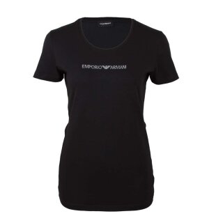 EMPORIO ARMANI Damen Shirt Rundhals (1er Pack) Schwarz/Black Logoschriftzug L