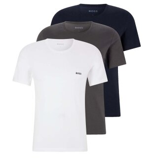 BOSS Herren T Shirt Rundhals Classic kurzarm reine Baumwolle Multipack  Mehrfarbig Farbe 961 Größe XXL/ 56/ 8