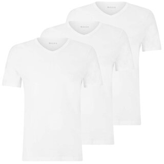 BOSS Herren T Shirts Classic V Ausschnitt kurzarm reine Baumwolle Multipack Weiß/White S