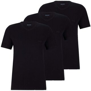 BOSS Herren T Shirts Classic V Ausschnitt kurzarm reine Baumwolle Multipack Schwarz/Black XL