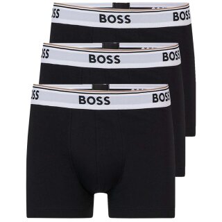 BOSS Herren BoxerBrief Power Trunk länger geschnitten Baumwolle Stretch 3er Pack L 3xSchwarz/Bund Weiß