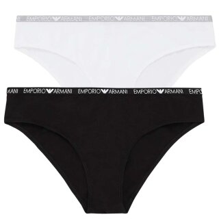 Emporio Armani Underwear Damen Bi-Pack Brief Iconic Cotton Unterwäsche, Black, S