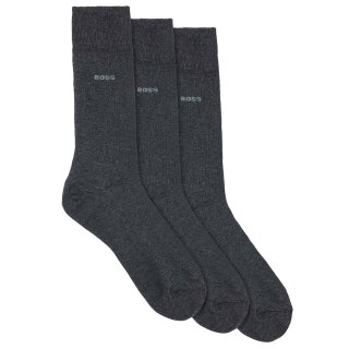 BOSS 3P Socken mittelhoch Baumwoll-Mix Logo Dreier-Pack Anthrazit 43-46