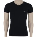 EMPORIO ARMANI 2er Pack Herren Slim Fit Stretch Baumwolle V-Neck T-Shirts Schwarz/Schwarz L