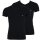 EMPORIO ARMANI 2er Pack Herren Slim Fit Stretch Baumwolle V-Neck T-Shirts Schwarz/Schwarz L