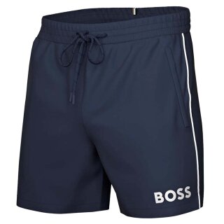 BOSS Schnell trocknende Badeshorts mit Paspeln und Logo Blau/Navy M